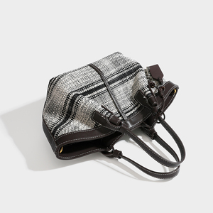 ODM OEM Manufacture Vintage <b>Tweed</b> Panelled Tote Bag Wallet Attachment Elegant Style Summer All Seasons Portable Women's <b>Handbag</b> - Product Image 5