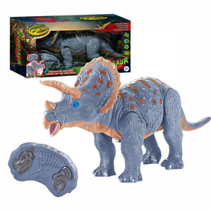 Jouets Triceratops RC, dinosaure électrique qui rugit et marche pour enfants avec télécommande et squelette de dinosaure - Product Image 1