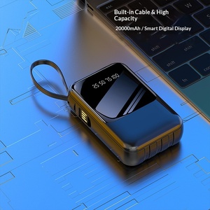 Nouvelle batterie externe portable haute capacité 20000 <span class=keywords><strong>mAh</strong></span> avec câble intégré, affichage numérique, plusieurs ports USB, impression de logo personnalisable - Product Image 1