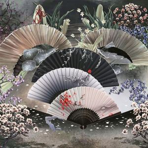 Éventail pliant en soie de style vintage, artisanat chinois et japonais, avec bambou peint, pour la décoration de la maison, les ornements de danse, les cadeaux - Product Image 3