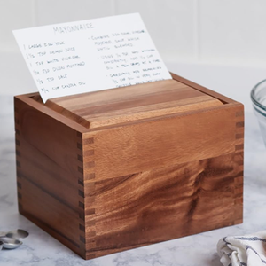 Boîte à recettes en <span class=keywords><strong>bois</strong></span> d'acacia avec séparateurs, organisateur de rangement en <span class=keywords><strong>bois</strong></span> pour cartes de recettes et onglets d'index - Product Image 6
