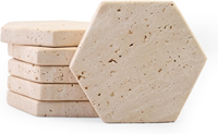 Ensemble de 4 sous-verres hexagonaux en travertin jaune naturel, durables, antidérapants, personnalisables avec logo, lavables en machine, pour la maison et le bar
