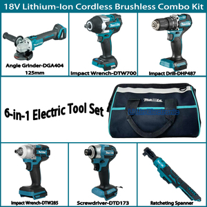 18V Lithium-Ion Cordless Tool Set: Screwdriver Angle <b>Grinder</b> Impact Wrench Drill Ratchet Wrench 18V Power Tool Set - Product Image 3