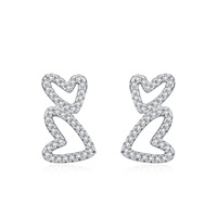 925 Silber Zirkon Ohrstecker Rhodium-Plattiert Blumenform Klassisches Luxus-Geschenk Party Damen-Accessoire