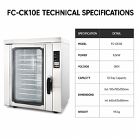 Four rotatif automatique à 10 plateaux en acier inoxydable pour restaurants et hôtels, machine à pâtisserie pour gâteaux de lune, contrôle tactile, air chaud et vapeur