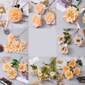 Fleur artificielle en soie, couleurs champagne, faite à la main pour les arrangements floraux à domicile, les mariages, la décoration d'événements - Product Image 1