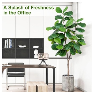 Oh Arts Factory <span class=keywords><strong>Custom</strong></span> 170 CM Altura Real Touch 63 Hojas Árbol de hoja de violín artificial en maceta de plástico Plantas verdes ornamentales - Product Image 4