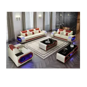 CBMMART 2023 New trendy most popular American style sectional latest corner sofa set with blue LED Light Sofa