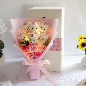 Buket Bunga Boneka Hewan Hadiah Hari Valentine Kartun Ungu Boneka Lembut Teddy Bear Buket Dekorasi Rumah JSA - Product Image 5