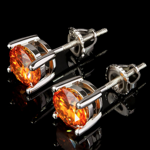 Boucles d'oreilles Moissanite de haute qualité, plaquées or, en argent sterling 925, serties griffe 5mm/6.5mm, testées au diamant, style Hip Hop - Product Image 1