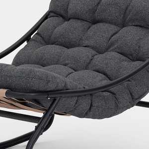 كرسي معدني من AJUNION للاسترخاء في الهواء الطلق مريح كرسي حديقة بمسند ظهر مريح مع وسادة ناعمة رمادية - Product Image 3