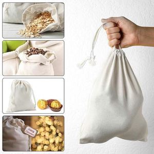 Bolsa de Tela de Algodón Muselina Orgánica Reciclada Beige con Logotipo Personalizado, Bolsa con Cordón de Algodón con Logotipo - Product Image 3