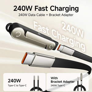 Nuevo Adaptador <span class=keywords><strong>USB</strong></span> <span class=keywords><strong>C</strong></span> de 240w con Cable Tipo <span class=keywords><strong>C</strong></span> 2026, Carga Rápida de 100W, 2 en 1, Soporte Invisible para Teléfono, Kit de Cargador con Cable de Datos <span class=keywords><strong>USB</strong></span> para Teléfono - Product Image 3