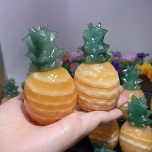 Vente en gros : Modèle de fruit sculpté en pierres précieuses naturelles (Calcite <span class=keywords><strong>Jaune</strong></span> + <span class=keywords><strong>Aventurine</strong></span> Verte) en forme d'ananas pour décoration et cadeau - Product Image 3