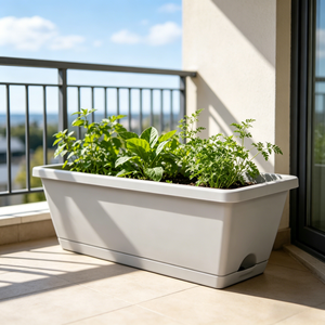 Fioriera Rettangolare Grande ed Ecologica in Plastica <span class=keywords><strong>per</strong></span> Erbe e Verdure con Foro di Drenaggio <span class=keywords><strong>per</strong></span> Uso Esterno in Giardino - Product Image 1