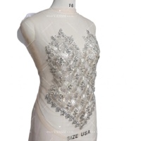 Nouvelles appliques en strass en forme d'éventail, ornées de perles et de pierres de cristal, pour corsages de robes de mariée et de soirée