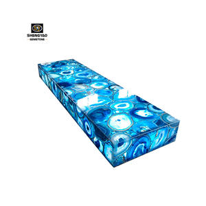 כחול חצי יקר אבן שקופים מרוכבים שקופים אבן אגט שקוף - Product Image 1