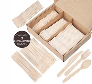 مجموعة أدوات مائدة خشبية قابلة للتحلل 100% طبيعية مع تغليف مخصص - Product Image 1