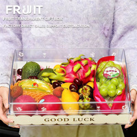 Boîte cadeau de luxe fantaisie dorée transparente avec fleurs, 5 kg, pour fruits, grande boîte cadeau portable avec poignée pour la fête des mères, la Saint-Valentin