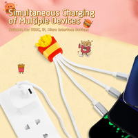 Magasin en vrac chinois Hamburger 4 en 1 Câble de chargeur Conception unique Type C Micro Multi 4 en 1 Câble de charge USB