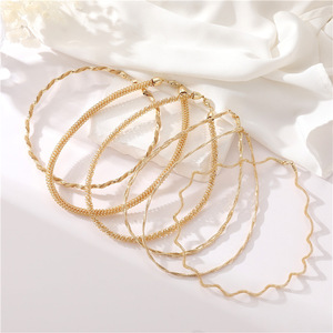 <span class=keywords><strong>Cadena</strong></span> de collar tejida de onda italiana, Latón chapado en oro de 14K, venta al por mayor - Product Image 1