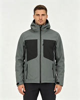 Veste Softshell à Capuche Homme Personnalisée OEM, Respirante, Grande Taille, Imperméable, Coupe-Vent, avec Patchwork, pour Randonnée en Plein Air et Polaire