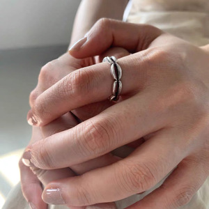 S925 Sterling <b>Silver</b> Shell <b>Ring</b> Index Finger <b>Plain</b> Simple Daily Unisex Fashion <b>Ring</b> - Product Image 3