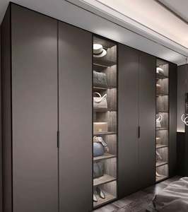 Newest Modern Portable Walk-In Closet Wardrobe Custom Systems Design Wood Bedroom <b>Cupboards</b> with Solid Wood Door - Product Image 3