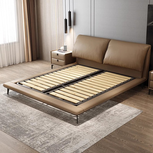 <span class=keywords><strong>Cadre</strong></span> <span class=keywords><strong>de</strong></span> <span class=keywords><strong>lit</strong></span> en cuir italien <span class=keywords><strong>de</strong></span> luxe léger Design moderne Plate-forme souple Queen/King Size pour la maison ou l'hôtel Meubles <span class=keywords><strong>de</strong></span> chambre simples - Product Image 4