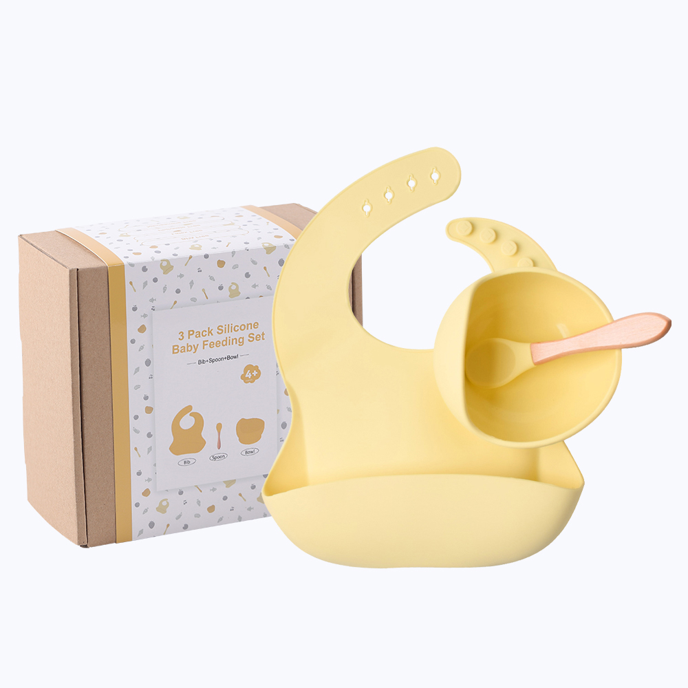 Не содержит Бисфенол А по 3 предмета в комплекте силиконовый вакуумной детской Формочки ложка нагрудник комплект детских товаров, принадлежности для кормления