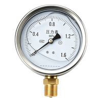ZX-6-4 304 Stainless Steel Oil Filled Manometer, Shock Resistant Industrial Gauge with Dual PSI/Bar Scale