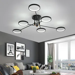 Neuer moderner LED-Kronleuchter für Wohnzimmer Esszimmer Schlafzimmer Küche Home Decken leuchte Schwarzes Design Fernbedienung licht