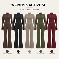 Ensemble deux pièces personnalisé pour femme avec col mandarin et demi-zip, pantalon évasé taille haute pour le jogging en extérieur et les séances d'entraînement physique