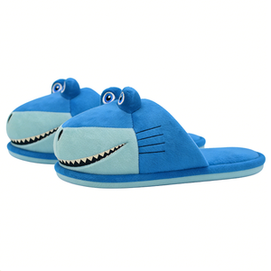 Pantuflas de tiburón personalizadas para niños, pantuflas de tiburón azul para casa, pantuflas de tiburón de peluche, zapatos de interior con diseño de animales para niños - Product Image 3