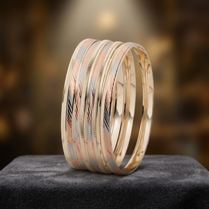 Venta al por mayor de brazaletes chapados en oro de 3 tonos, brazaletes de moda, brazaletes de moda de oro de 3 tonos, brazaletes de latón con relleno de oro de tres colores. - Product Image 4