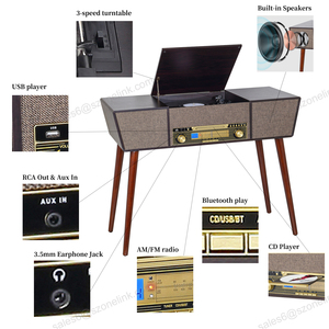 Prix usine tourne-disque <span class=keywords><strong>vinyle</strong></span> Gramophone USB AM FM Radio BT 3 vitesses <span class=keywords><strong>platine</strong></span> avec haut-parleurs - Product Image 5