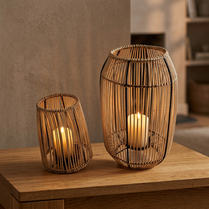 Support à bougie en rotin tressé à la main, porte-bougie en rotin naturel, support à bougie décoratif en rotin, décoration porte-bougie en rotin - Product Image 3
