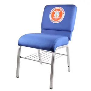 Kenya Kingdom Seeker Fellowship logotipo personalizado barato com Bookbag empilhável cadeira igreja azul