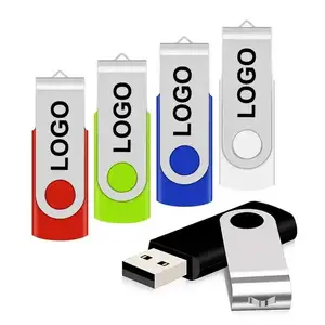 회전 펜 드라이브 USB 스틱 맞춤형 USB 2 0 3 0 사용자 정의 로고 16GB 32gb 64 GB 노란색 녹색 빨간색 끈 액세서리 블루 OEM Roh