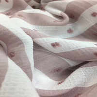 Tissu en Georgette de Crêpe à Rayures Bicolores en Chiffon Cationique, Jacquard à Pois et Gaze Brûlée en Soie