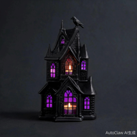 Décoration de maison en céramique d'Halloween en gros avec bougie ou lumière LED, maison hantée en céramique, décoration de table d'Halloween