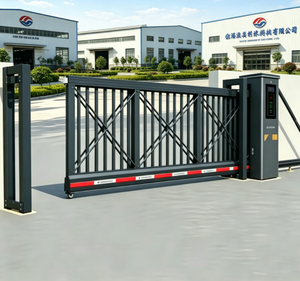 Système de portail coulissant automatique personnalisé en aluminium, portail cantilever rétractable pour entrée d'entreprise ou d'usine - Product Image 1