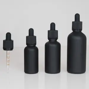 Flacon compte-gouttes bouchon compte-gouttes noir pour huile essentielle avec bouteille plastique 5ml 15ml 30ml 50ml 60ml 100ml verre cosmétique taille 18mm