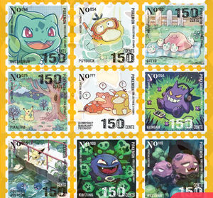 GP Pokemoned Collect Timbre-poste en papier coloré dessiné à la main Version <span class=keywords><strong>3</strong></span> Cadeau Eif Baby Poke Mon Live Broadcast Room Jeu de société - Product Image 2