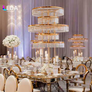 Soporte de Flores Acrílico de Metal Dorado Clásico de Alta Calidad LEDA, Centro de Mesa para Bodas, Decoración de Pasillos para Eventos - Product Image 2