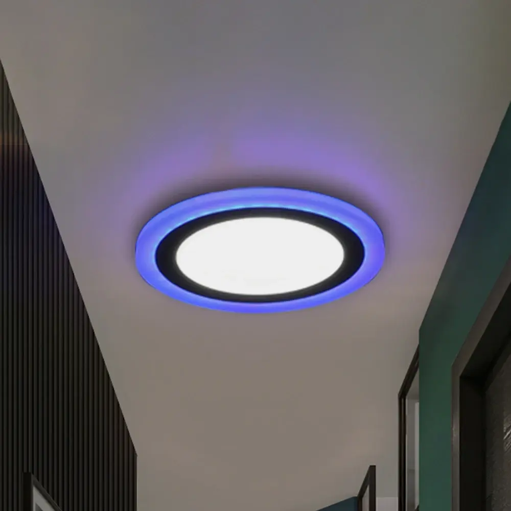 DingdianLEDデュアルカラーLEDライトパネルAC85-265Vバックルラウンド/スクエア3レベル調光可能屋内天井LEDパネルライト3 3w