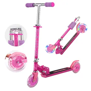 Daddykid skuter anak, lampu anak-anak skuter aluminium bisa dilipat roda untuk anak-anak