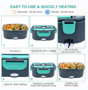 קופסת אוכל חשמלית ניידת מחממת אוכל, עשויה מפלדת אל-חלד איכותית - Product Image 6