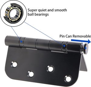 Hiện Đại 4 "X 4" Nhiệm Vụ Nặng Nề Màu Đen Thép Không Gỉ Bóng Mang Vuông Cửa Bản Lề 5/8 "Bán Kính Góc Cho Pin Cửa Ra Vào Cửa Sổ - Product Image 4