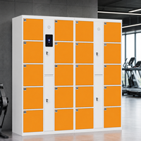 Casilleros Inteligentes para Gimnasios, Gabinete con 20 Casilleros con Cerradura Electrónica Inteligente, Puerta Individual, 3 Pies de Ancho, Digital